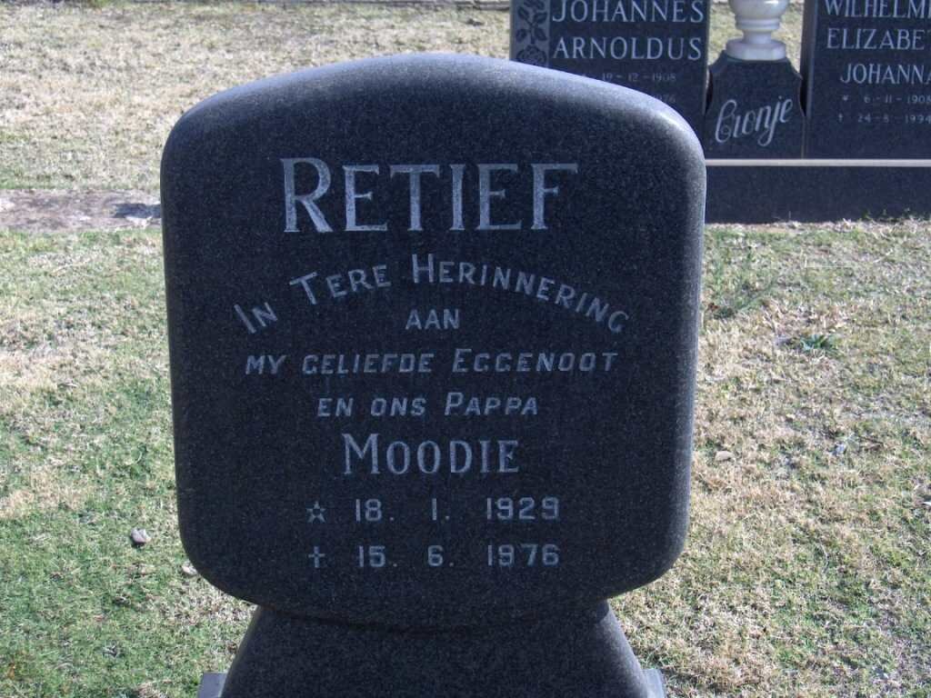 RETIEF Moodie 1929-1976