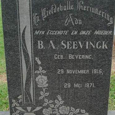 SEEVINCK B.A. nee BEYERING 1915-1971