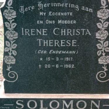 SOLOMON Irene Christa Therese nee ENDEMANN 1917-1962