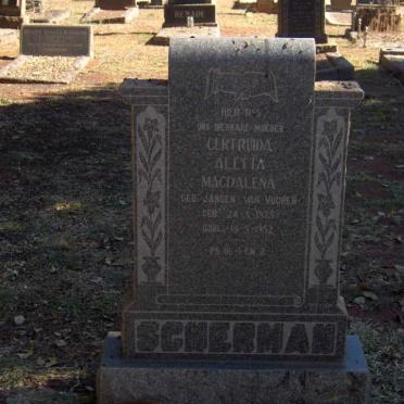 SCHERMAN Gertruida Aletta Magdalena nee JANSEN VAN VUUREN 1875-1952