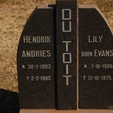 TOIT Hendrik Andries, du 1903-1982 &amp; Lily EVANS 1906-1975