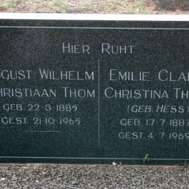 THOM August Wilhelm Christiaan 1885-1965 &amp; Emilie Clara Christina HESS 1887-1969