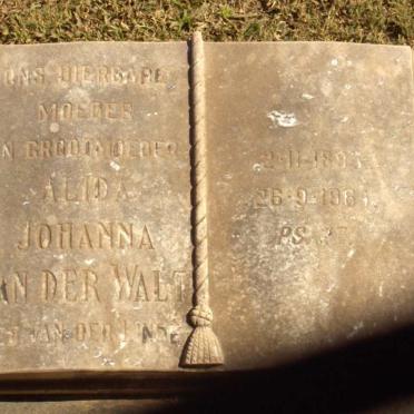 WALT Alida Johanna, van der  nee VAN DER LINDE 1893-1964