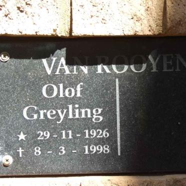 ROOYEN Olaf Greyling, van 1926-1998