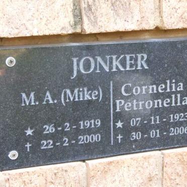 JONKER M.A. 1919-2000 &amp; Cornelia Petronella 1923-2006