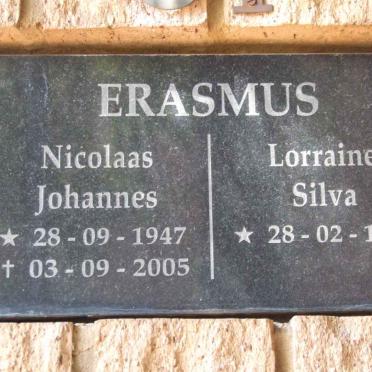 ERASMUS Nicolaas Johannes 1947-2005 &amp; Lorraine Silva 1952-
