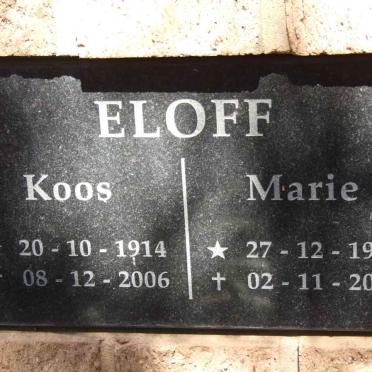ELOFF Koos 1914-2006 &amp; Marie 1914-2006