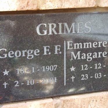 GRIMES George F.F. 1907-2001 &amp; Emmerentia Magaretha 1910-2006