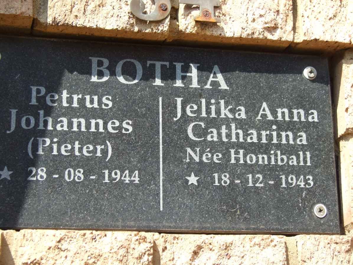 BOTHA Petrus Johannes 1944- &amp; Jelika Anna Catharina HONIBALL 1943-