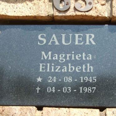 SAUER Magrieta Elizabeth 1945-1987