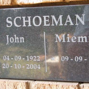 SCHOEMAN John 1922-2004 &amp; Miemie 1932-