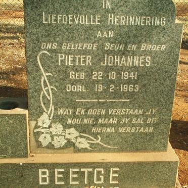 BEETGE Pieter Johannes 1941-1963