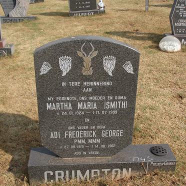 CRUMPTON Frederick George 1919-2002 &amp; Martha Maria SMITH 1924-1999