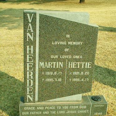 HEERDEN Martin, van 1919-1995 &amp; Hettie 1921-1995