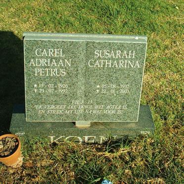 KOEN Carel Adriaan Petrus 1926-1992 &amp; Susarah Catharina 1932-2003