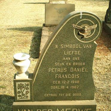 MERWE Petrus Daniël Francois, van der 1948-1967