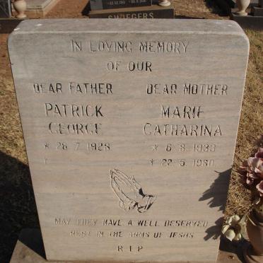 MURPHY Patrick George 1928- &amp; Marie Catharina 1933-1980