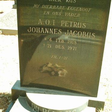 PLESSIS Petrus Johannes Jacobus, du 1918-1971