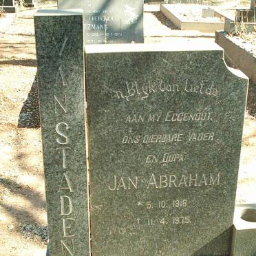 STADEN Jan Abraham, van 1916-1975