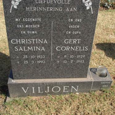 VILJOEN Gert Cornelis 1929-1993 &amp; Christina Salmina 1933-1993