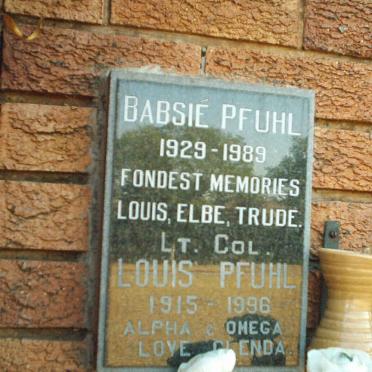 PFUHL Louis 1915-1996 &amp; Babsie 1929-1989