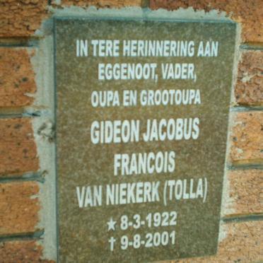 NIEKERK Gideon Jacobus Francois, van 1922-2001