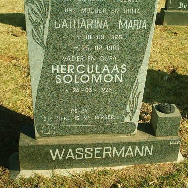 WASSERMANN Herculaas Solomon 1923- &amp; Catharina Mari 1925-1989