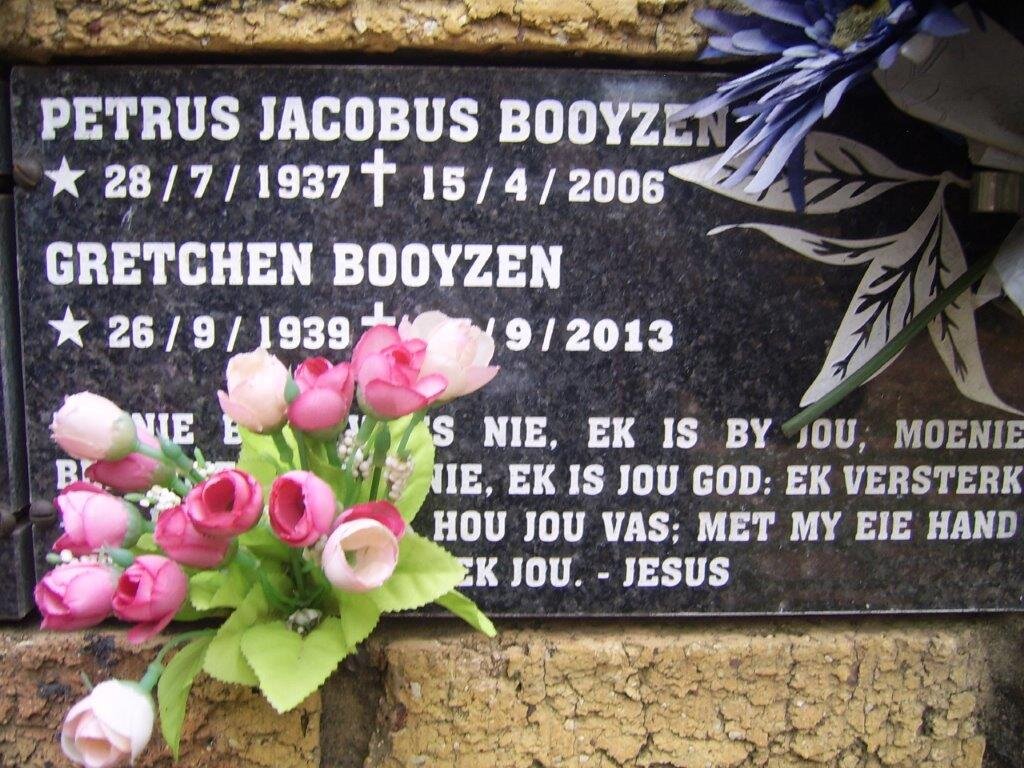 BOOYZEN Petrus Jacobus 1937-2006 &amp; Gretchen 1939-2013