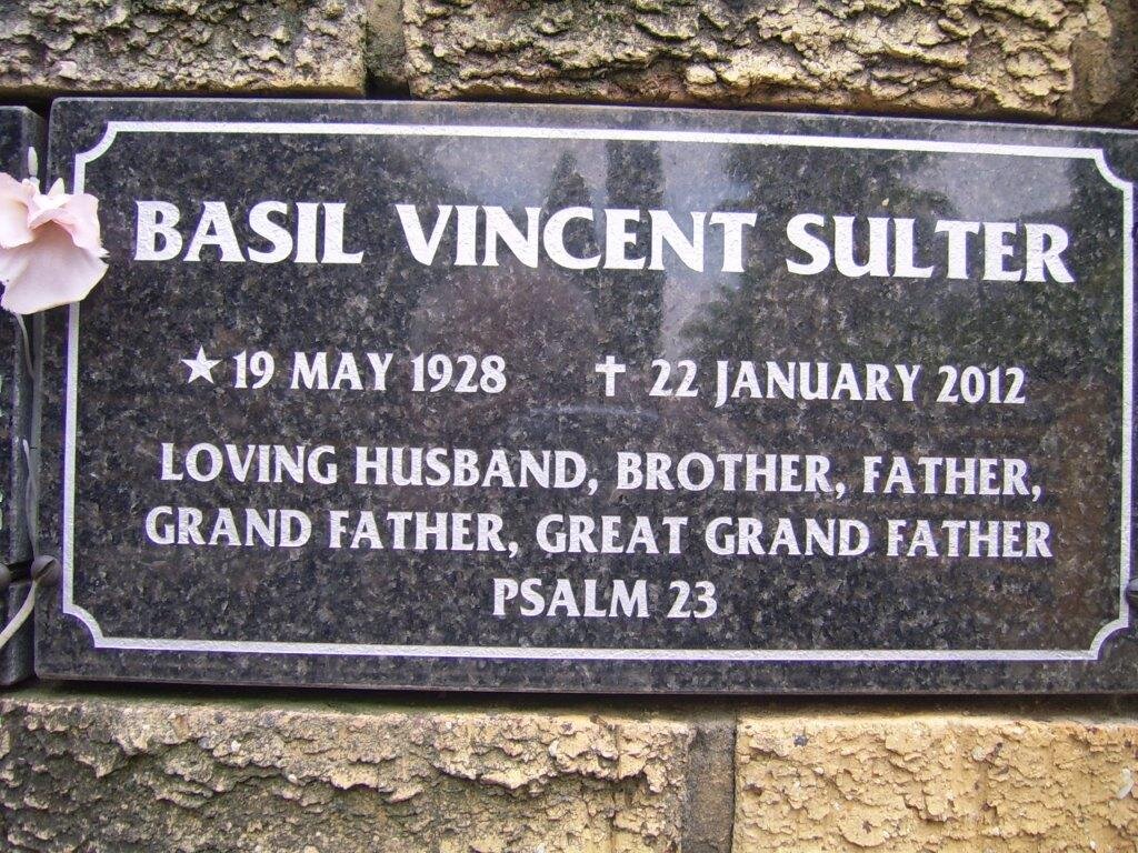 SULTER Basil Vincent 1928-2012