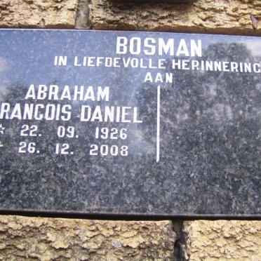 BOSMAN Abraham Francois Daniel 1926-2008