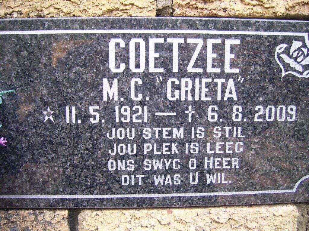 COETZEE M.C. 1921-2009