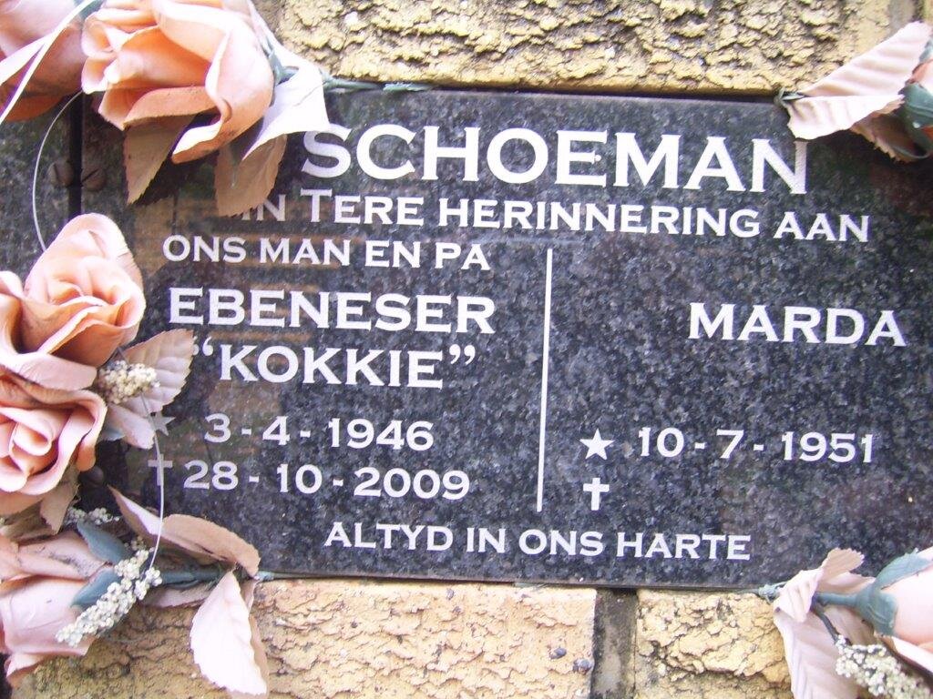 SCHOEMAN Ebeneser 1946-2009 &amp; Marda 1951-