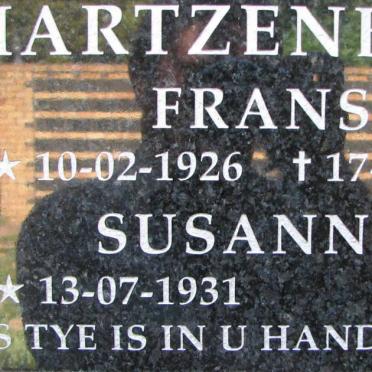 HARTZENBERG Frans 1926-2006 &amp; Susanna 1931-