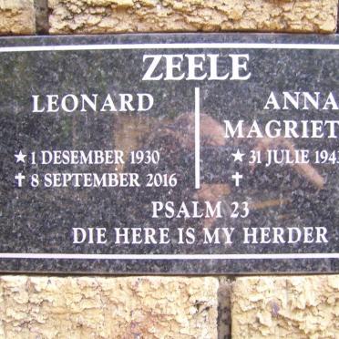 ZEELE Leonard 1930-2016 :: Anna Magrietha 1943-