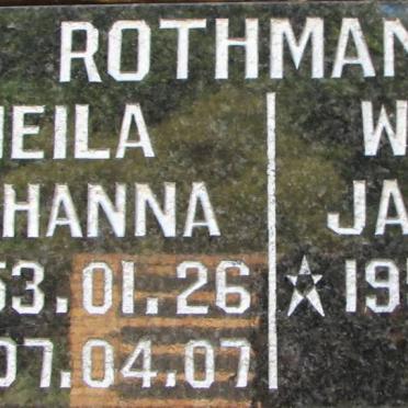 ROTHMAN Willem Jacobus 1954- &amp; Heila Johanna 1953-2007