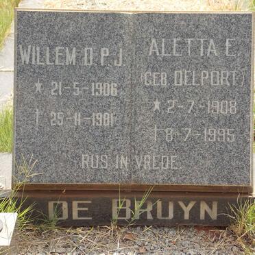 BRUYN Willem D.P.J., de 1906-1981 &amp; Aletta E. DELPORT 1908-1995