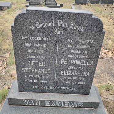 EMMENIS Pieter Stephanus, van 1914-2006 & Petronella Elizabetha 1918-1989
