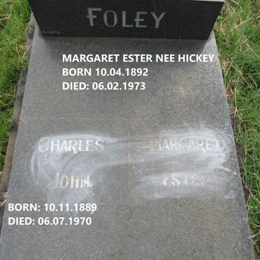 FOLEY Charles John 1889-1970 & Margaret Ester HICKEY 1892-1973