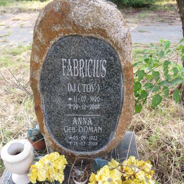 FABRICIUS D.J. 1920-2007 & Anna DOMAN 1922-2008