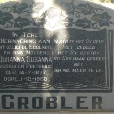 GROBLER Johanna Susanna nee PRETORIUS 1877-1965