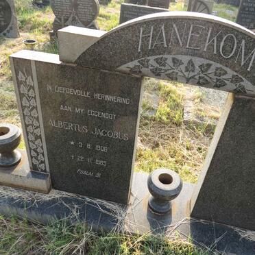 HANEKOM Albertus Jacobus 1906-1965