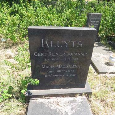KLUYTS Gert Renier Johannes 1908-1969 & Maria Magdalena McDonald 1905-1987