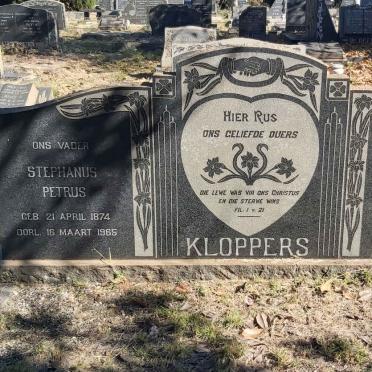 KLOPPERS Stephanus Petrus 1874-1965 &amp; Johanna Jacoba Magdalena GROBLER 1875-1963