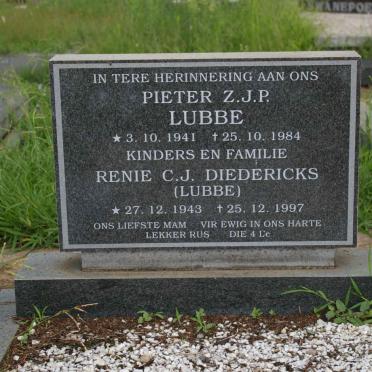 LUBBE Pieter  Z.J.P. 1941-1984 &amp; Renie C.J. DIEDERICKS 1943-1997