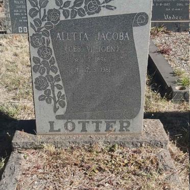 LÖTTER Aletta Jacoba nee VILJOEN 1896-1981