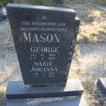 MASON George 1920-1982 & Sarie Johanna 1930-1985