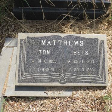 MATTHEWS Tom 1893-1978 & Bets 1903-1989