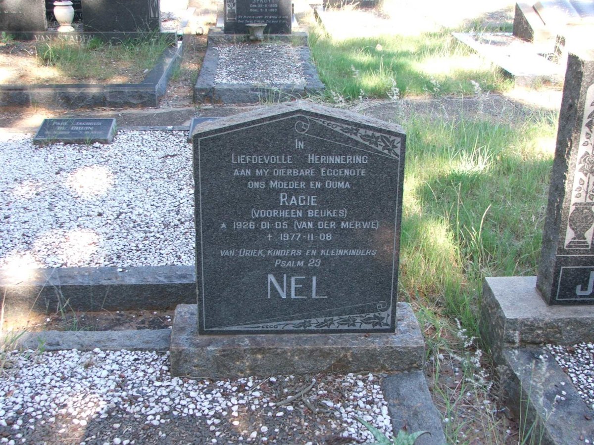 NEL Ragie voorheen BEUKES nee VAN DER MERWE 1926-1977