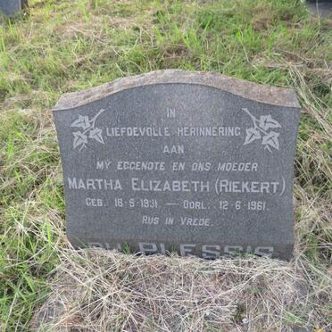 PLESSIS Martha Elizabeth, du nee RIEKERT 1931-1961
