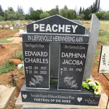 PEACHEY Edward Charles 1937-2022 & Daphina Jacoba 1942-